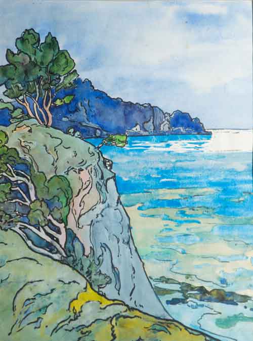 Gustave Fayet - Oeuvres - Aquarelles - Les falaises